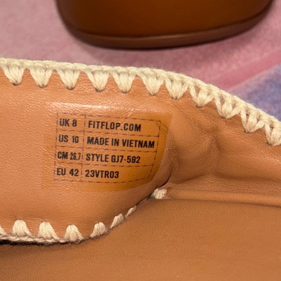 FitFlop Leather Stitch Crochet Mode Slip On Sandals women’s size 10 - Picture 8 of 9